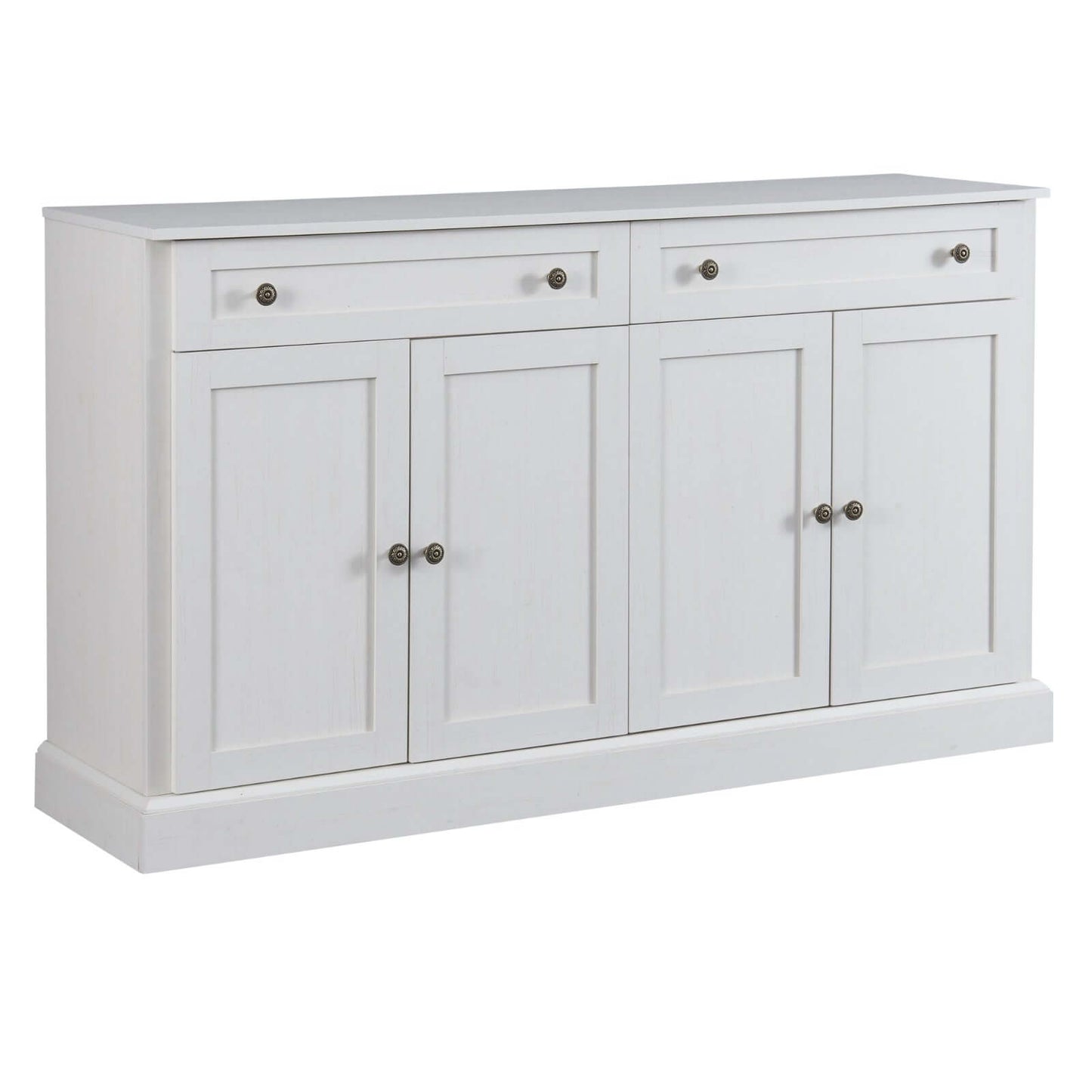 TREXM Kitchen Sideboard Buffet in Antique White with 2 Drawers and 4 Doors, featuring adjustable shelves for storage.