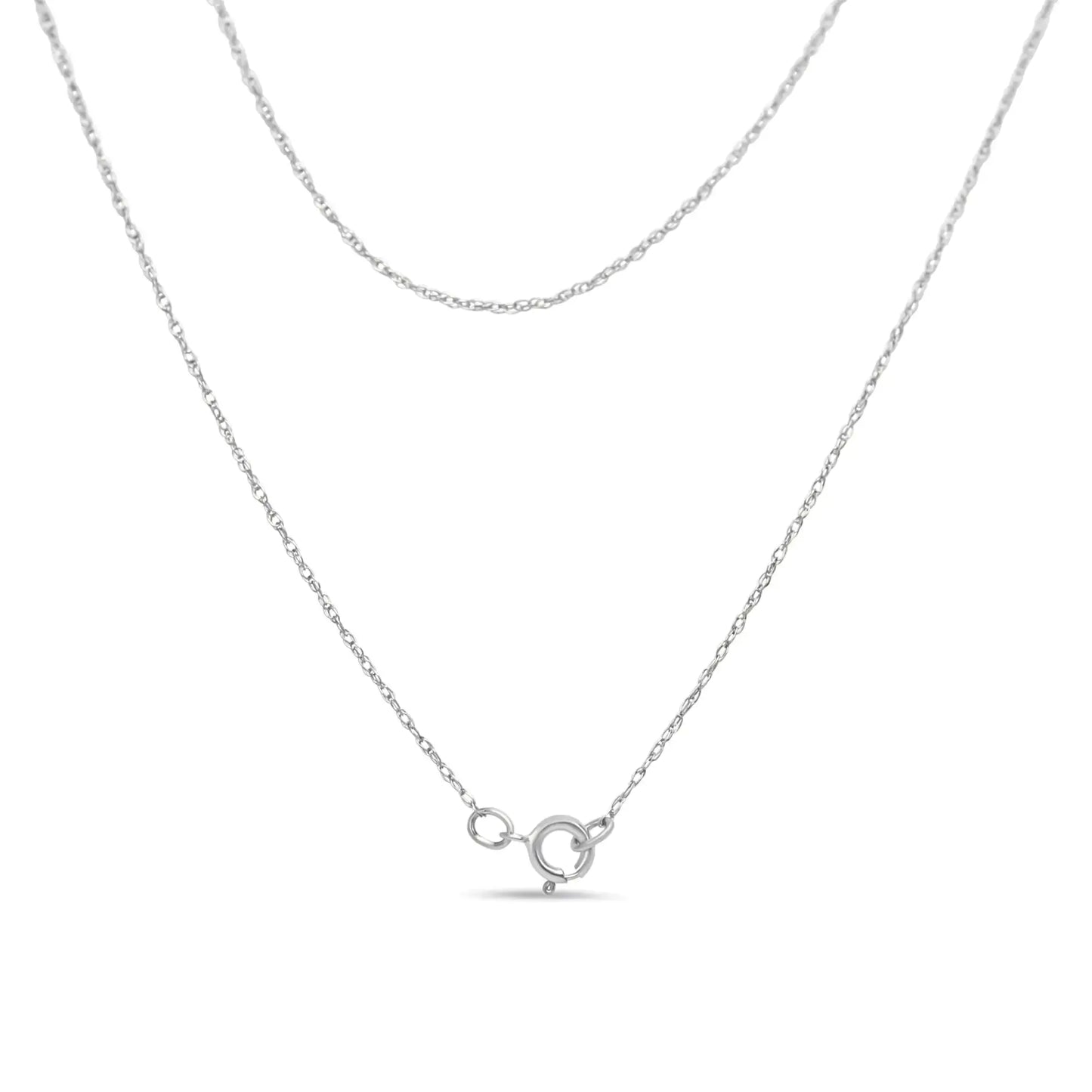 Close-up of a .925 silver chain necklace with a delicate clasp design. Perfect for layering or everyday wear.