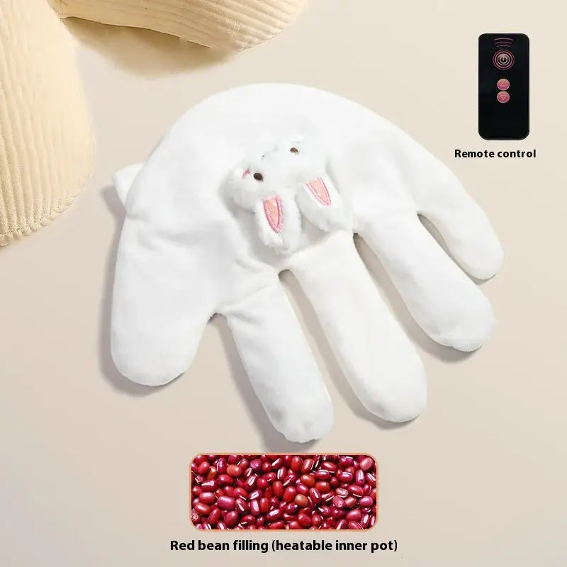Baby's gentle pat companion with red bean filling, remote control for adjustable heating and soothing comfort.