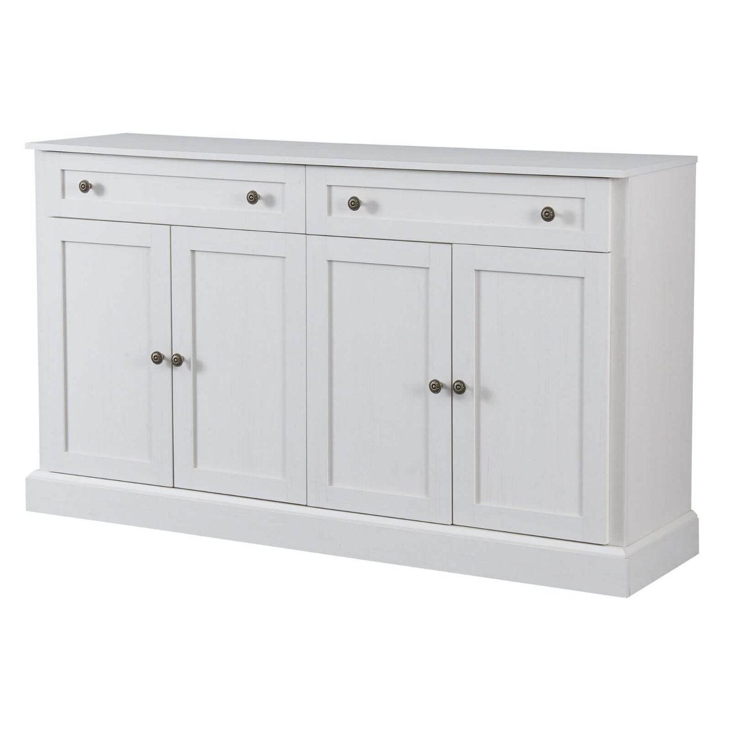 TREXM Kitchen Sideboard Buffet in antique white with 2 drawers and 4 doors, adjustable shelves for dining or living room.