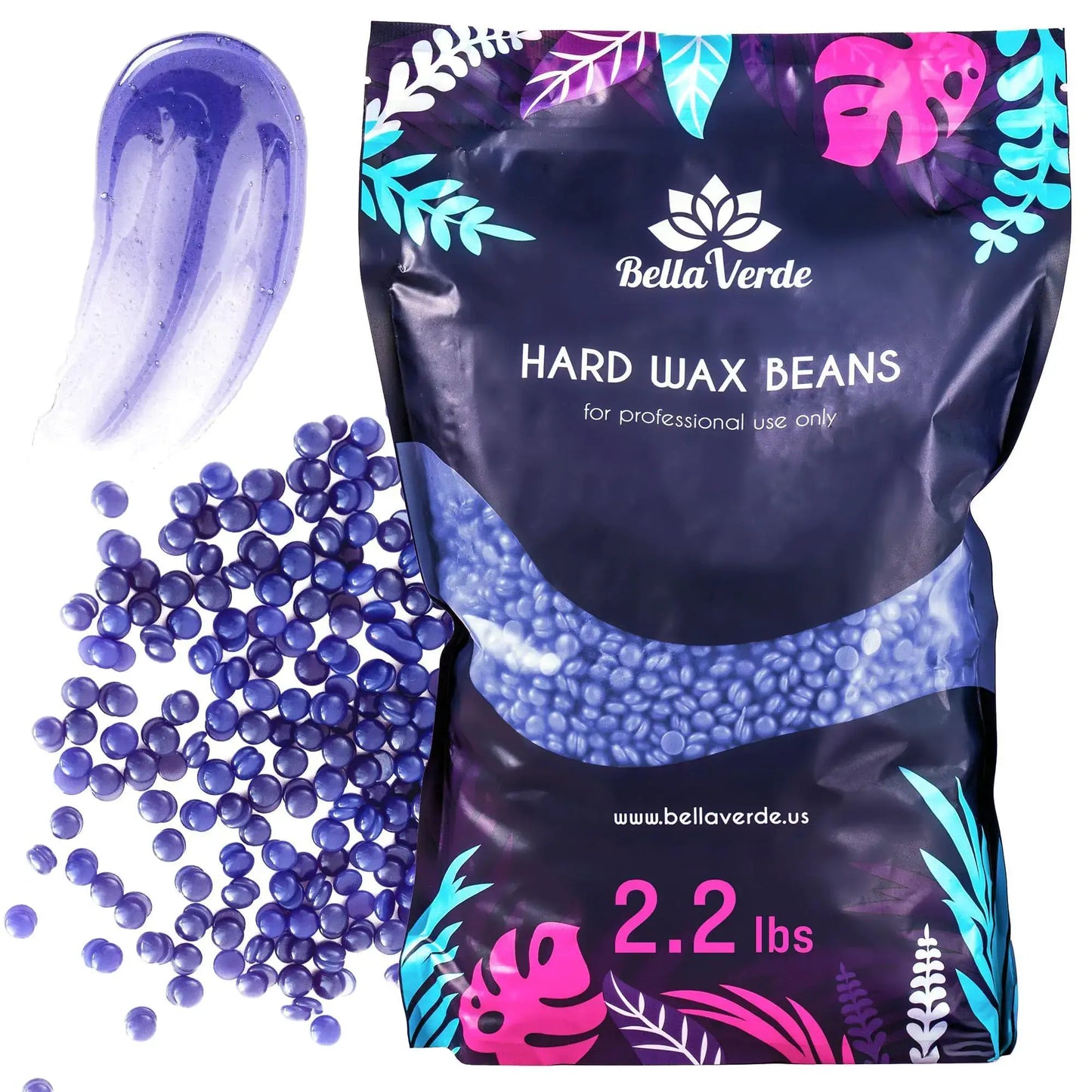 Lavender Bliss 2.2lb hard wax beans for smooth hair removal with purple beads and wax formula.