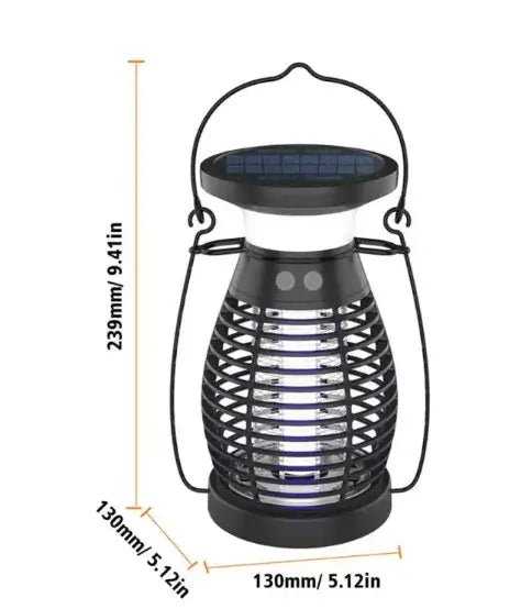 Chic Electric Mosquito Zapper in modern lantern design, measures 239mm tall, effective for indoor and outdoor mosquito control.
