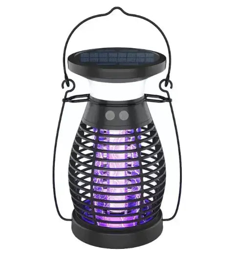 Chic Electric Mosquito Zapper lamp with stylish design, solar top, and purple light for effective mosquito control.