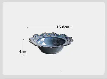 Elegant Baroque porcelain bowl with intricate design, 15.8cm diameter, perfect for dining decor.