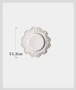 Elegant white Baroque porcelain plate with ornate edges, measuring 15.3cm, perfect for enhancing dining experiences.