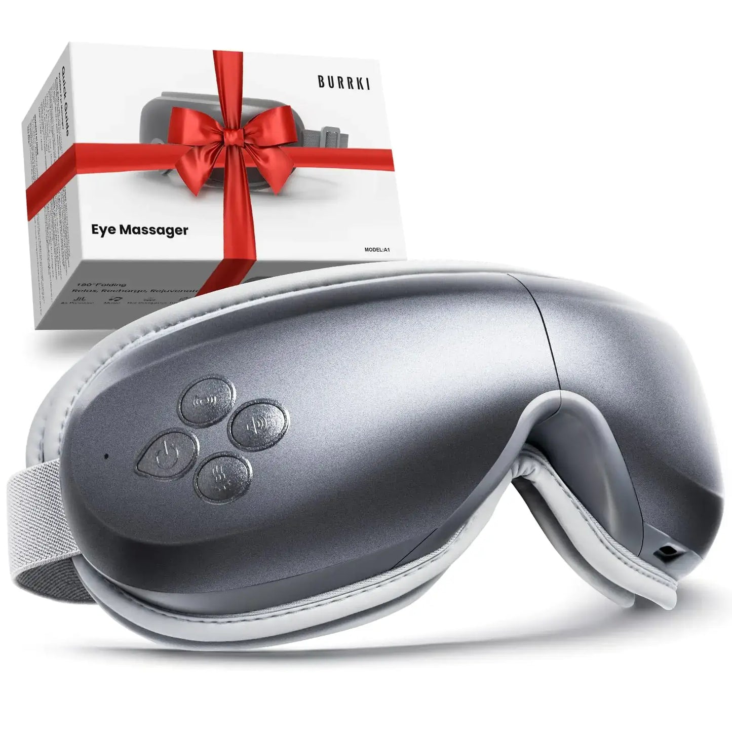 Eye massager with Bluetooth music and heat for migraine relief, perfect for reducing eye strain and stress, ideal wedding gift.
