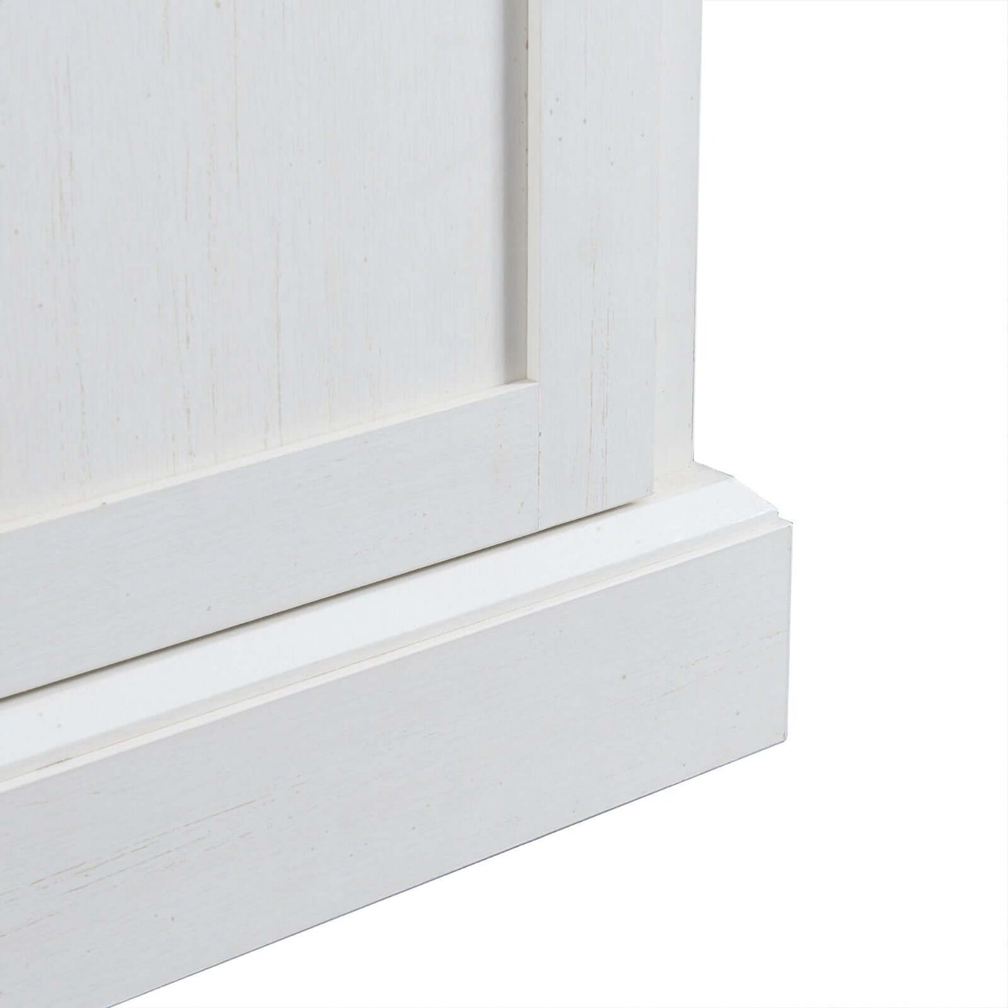Close-up of the base detail of the TREXM Kitchen Sideboard Buffet in antique white, showcasing its clean lines and finish.
