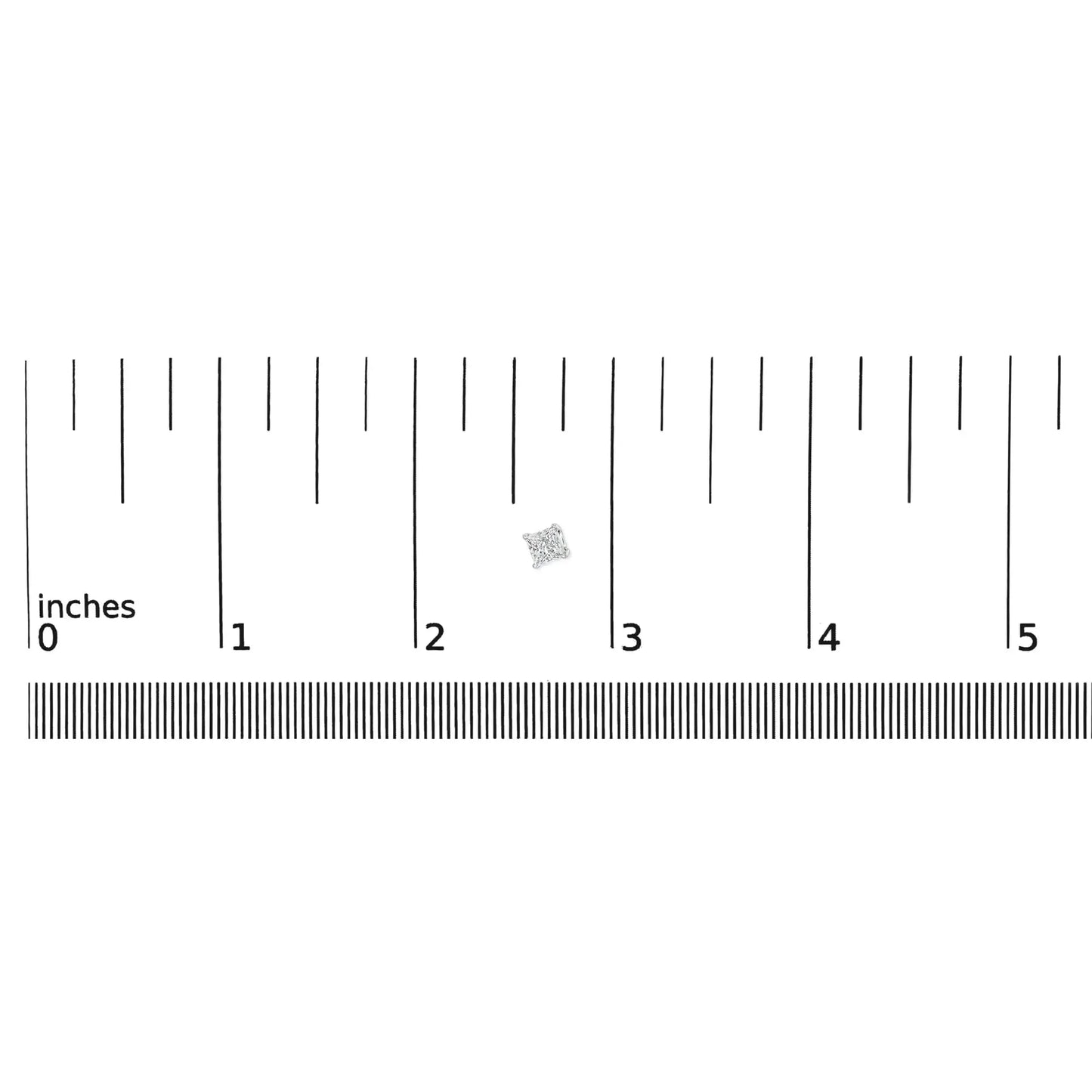 Ruler showing the size of a small diamond, illustrating its dimensions in inches.