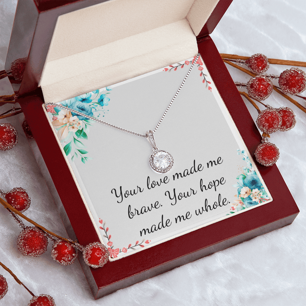 Eternal Hope Necklace in elegant box with heartfelt message for Mother's Day gift.