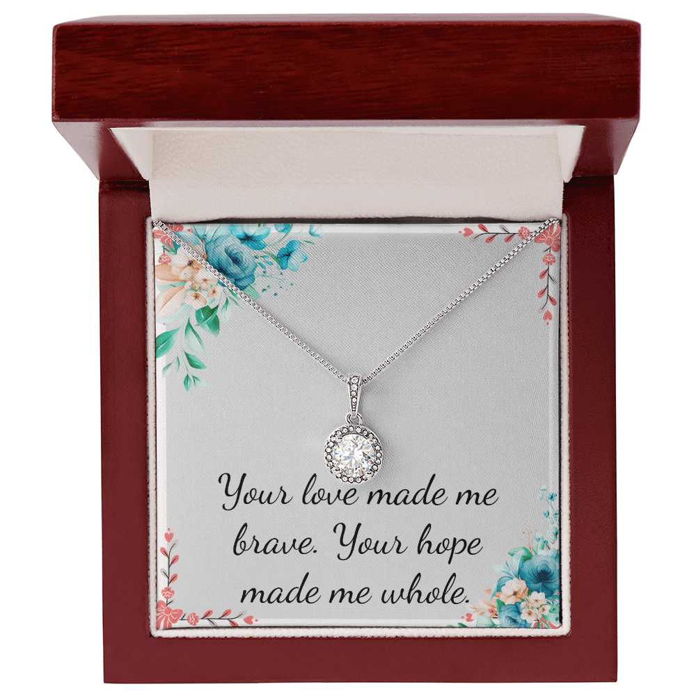 Eternal Hope Necklace in luxurious box featuring an inspiring message for Mother's Day gift.