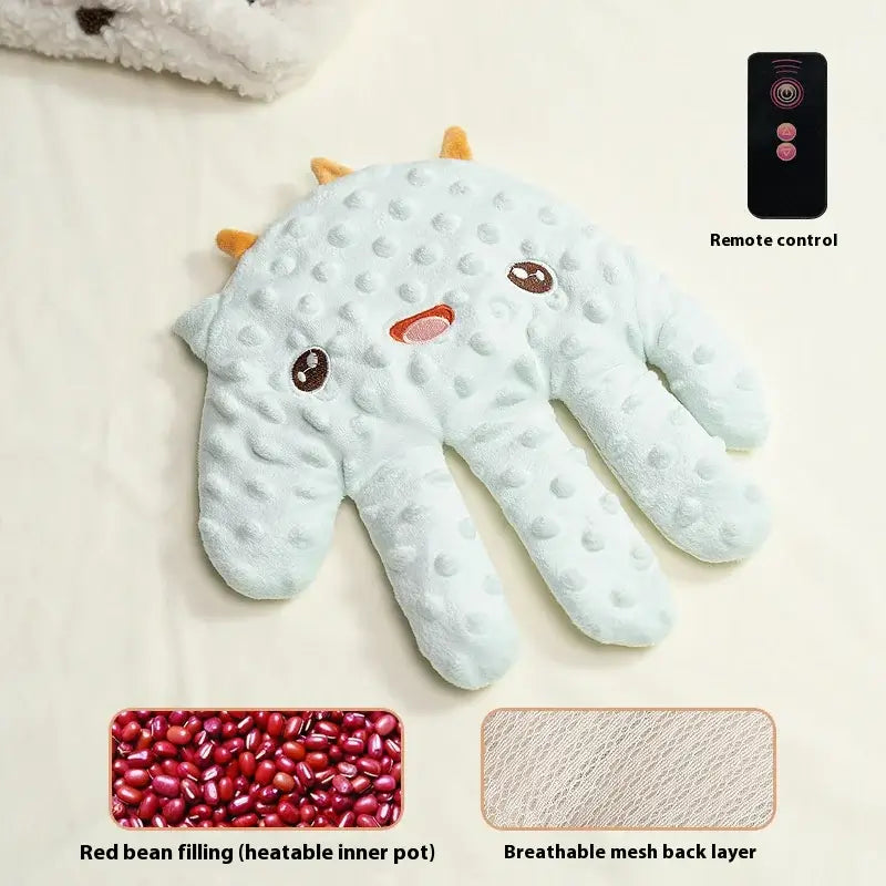 Cute baby pat companion with red bean filling, breathable mesh, and remote control for soothing comfort.
