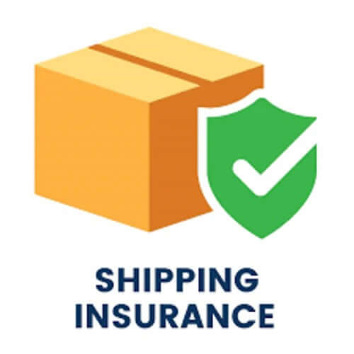 Logo featuring the company name with the words "Shipping" and "Insurance," set against a background that includes design elements resembling a box.