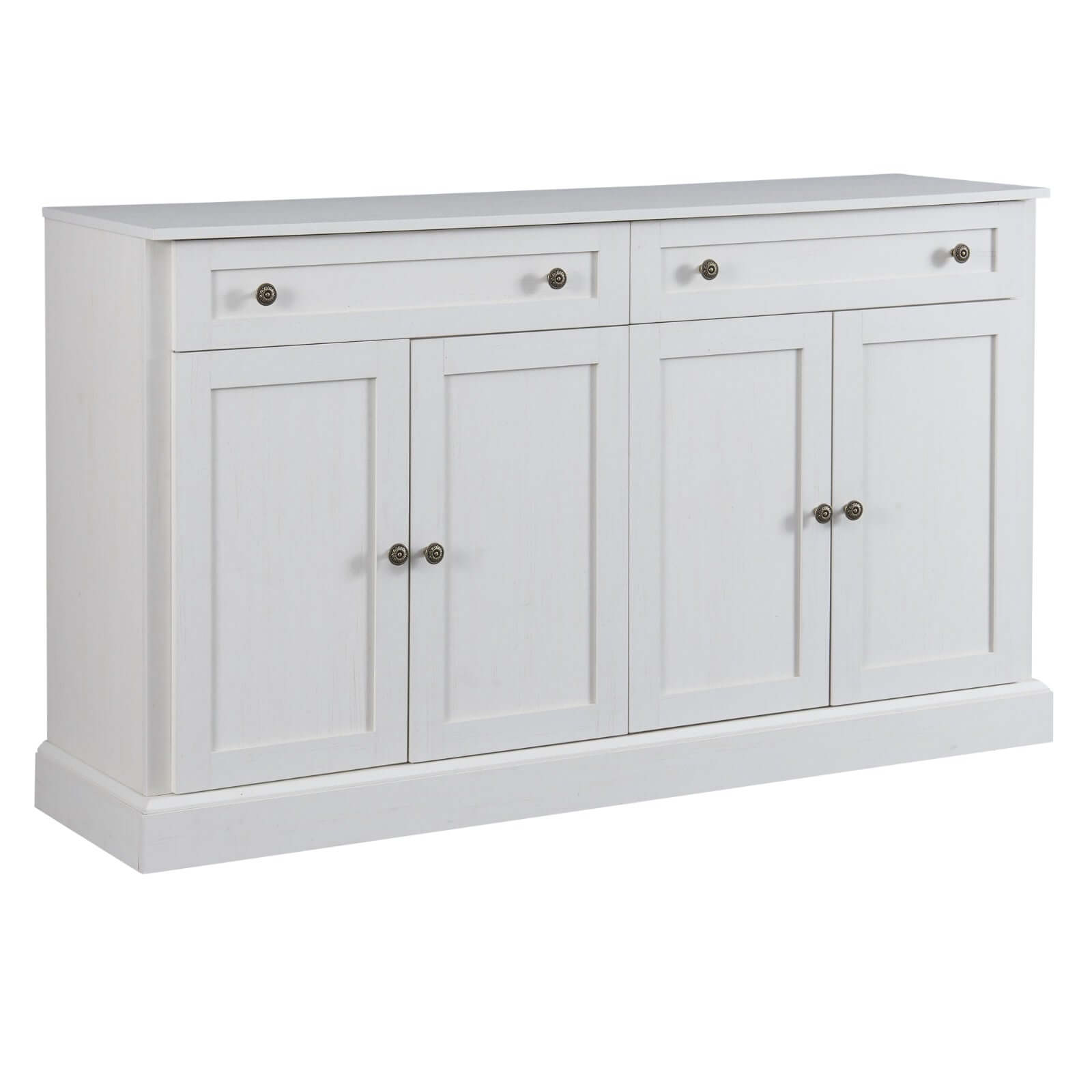 TREXM Kitchen Sideboard Buffet in Antique White with 2 Drawers and 4 Doors, featuring adjustable shelves for storage.