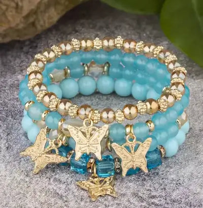 Butterfly Bliss Beaded Bracelets set with vibrant beads and butterfly motifs, perfect for stylish accessories.
