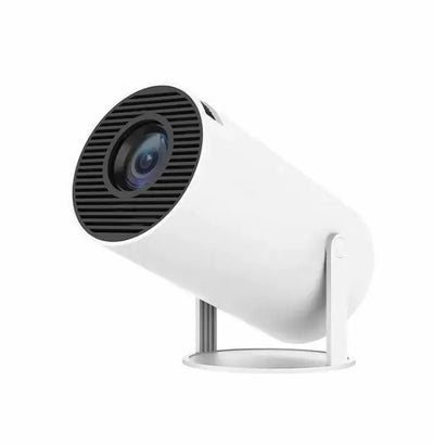 Sleek HD 720p projector in white, ideal for home entertainment and office presentations.