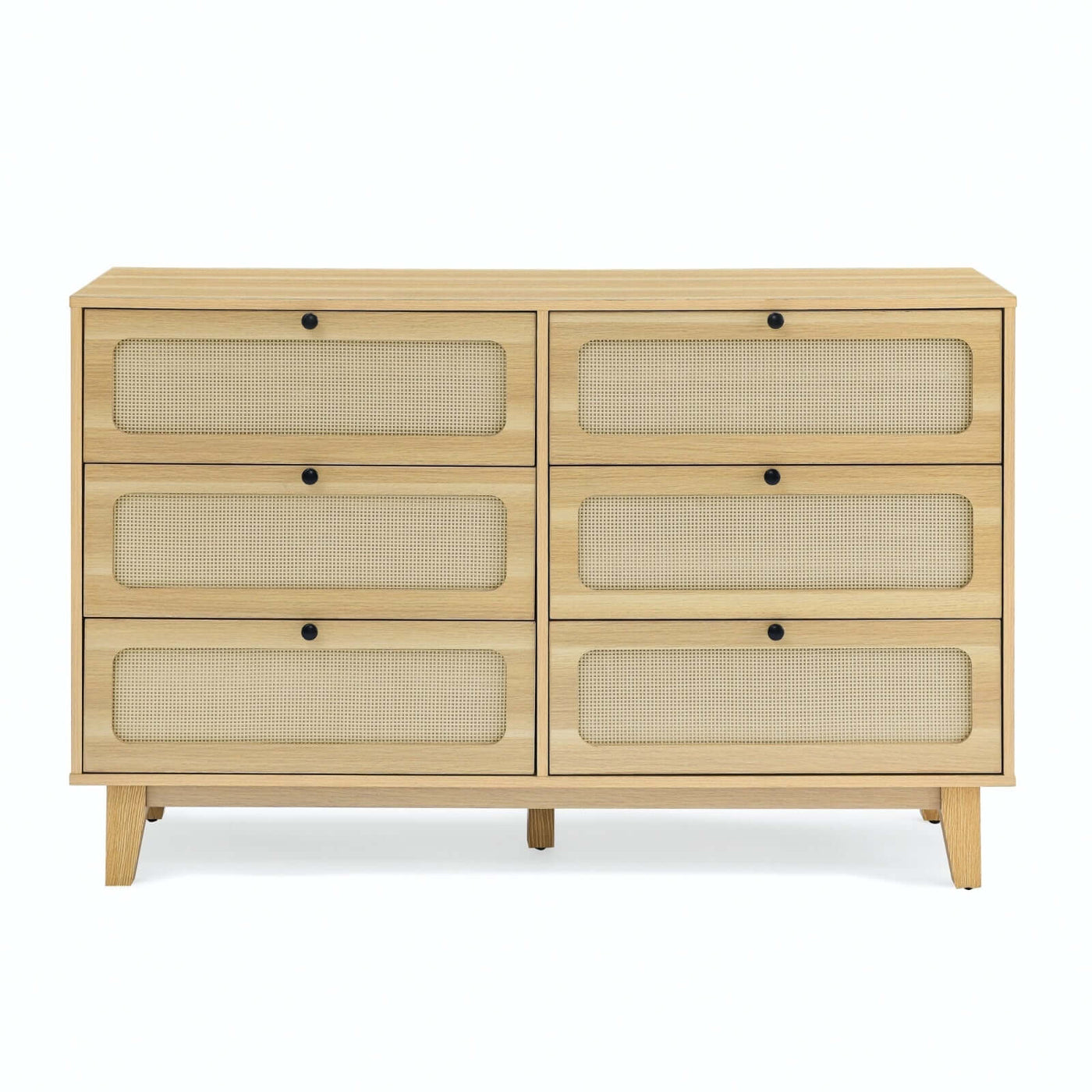 Wooden antique dresser with six drawers, perfect for bedroom or living room storage, featuring MDF and solid wood construction.