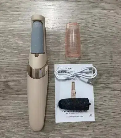 SmoothFeet Electric Exfoliator, foot grinder with accessories for at-home pedicure treatments.
