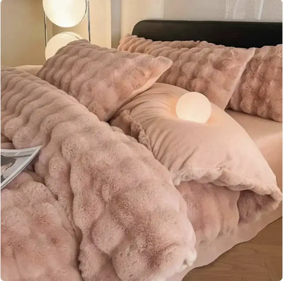 Plush Thermal Coral Fleece 4-Piece Bedding Set - LUXURISS
