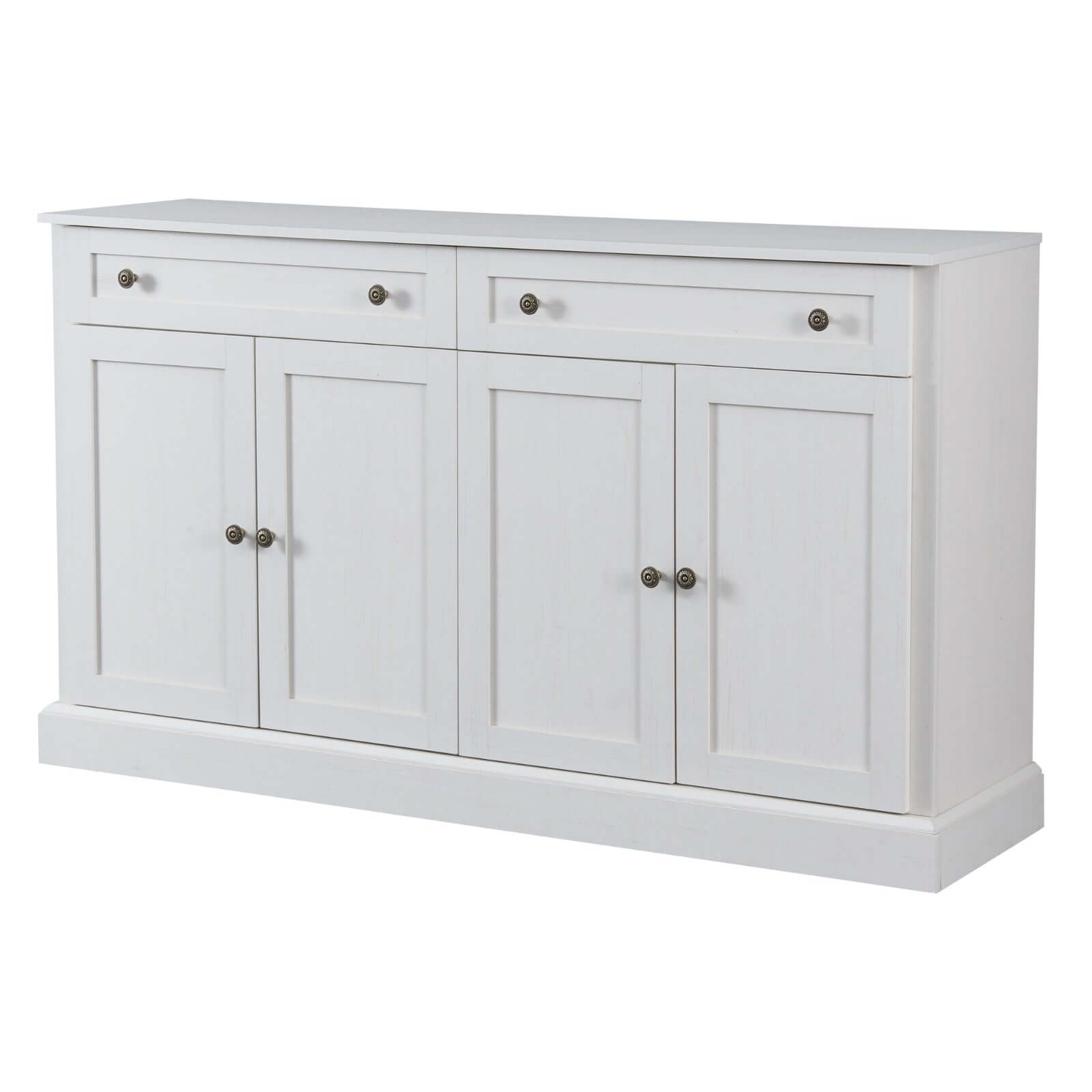 TREXM Kitchen Sideboard Buffet in antique white with 2 drawers and 4 doors, adjustable shelves for dining or living room.