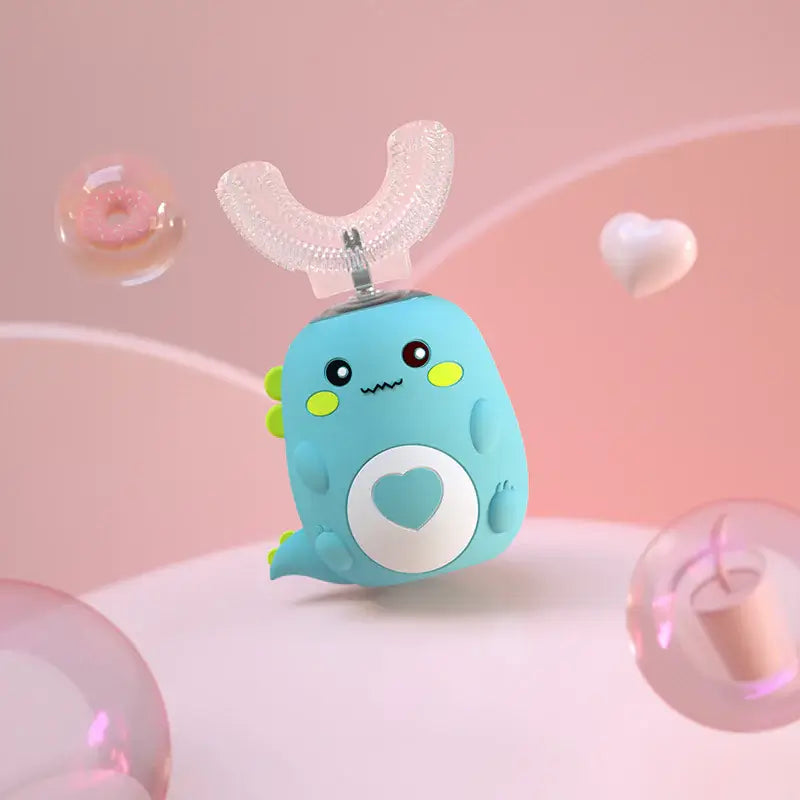 Kids' U-shaped electric toothbrush in cute dragon design for fun and effective oral hygiene.