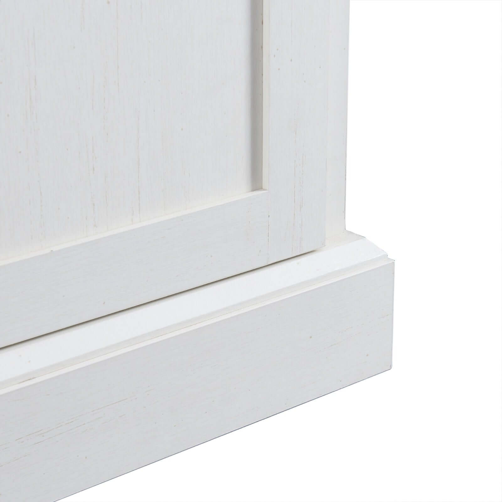 Close-up of the base detail of the TREXM Kitchen Sideboard Buffet in antique white, showcasing its clean lines and finish.