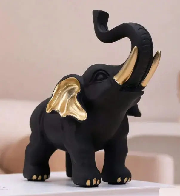 Ebony Elephant Resin Statue - LUXURISS