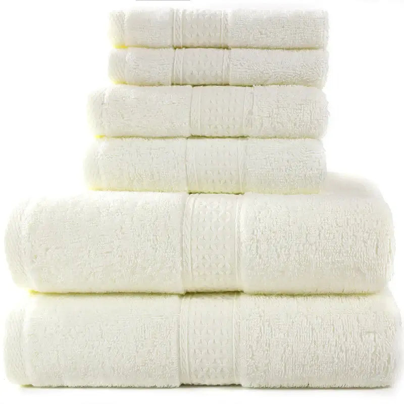 Home Simple Cotton Absorbent Bath Towel 6-Piece Set in soft white, ideal for everyday use.