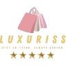 Luxuriss logo with shopping bags and golden stars, promoting on-trend fashion.