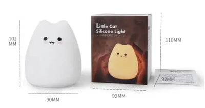 Cute little cat silicone night lamp in playful design with packaging, ideal for creating a cozy ambiance.