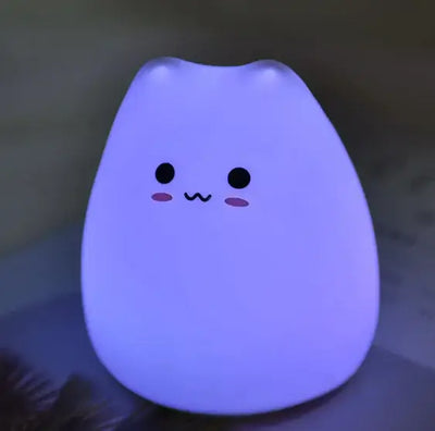 Colorful cartoon night lamp with a cute design, glowing softly in blue light for a whimsical touch to any room.
