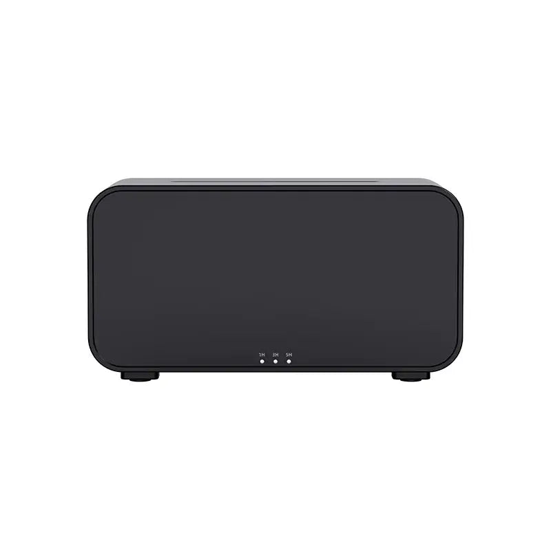 Black USB-powered aroma diffuser with flame simulation and timing function for humidifying and aromatherapy.