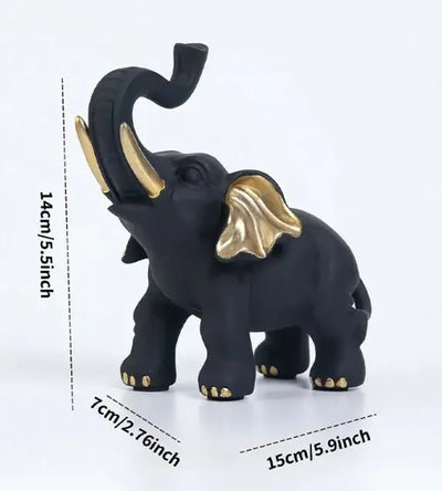 Ebony Elephant Resin Statue - LUXURISS
