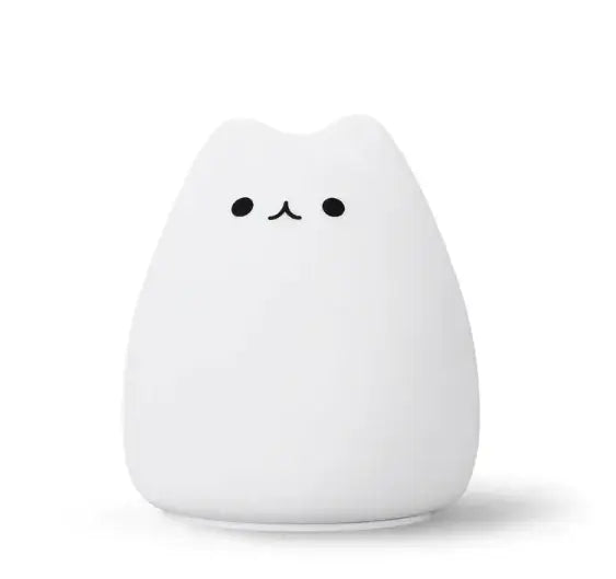 Cute cartoon night lamp featuring a fluffy white design with a friendly face, perfect for children's rooms.